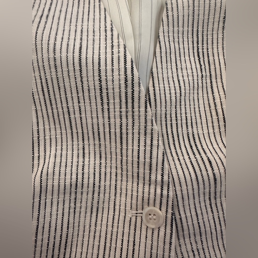 Apiece Apart Cecilia Cotton Vest in Cream Pin Stripe Size 6 - Picture 6 of 8